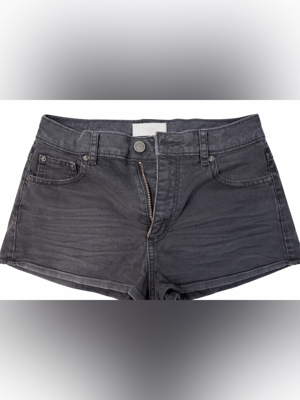 Garage - Retro hi waist Black Denim Shorts - Classic Roll Hem
